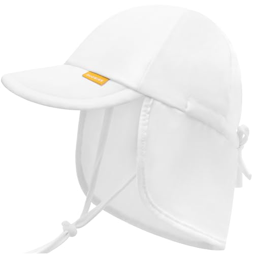 Duoyeree UPF 50+ Baby Sun Hat, Neck Flap Protection for Toddlers - color: A-white, size: 0-6 Months