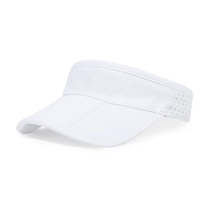 Sun Visors for Women Men Adjustable Folding Cap Running Golf Tennis - color: White