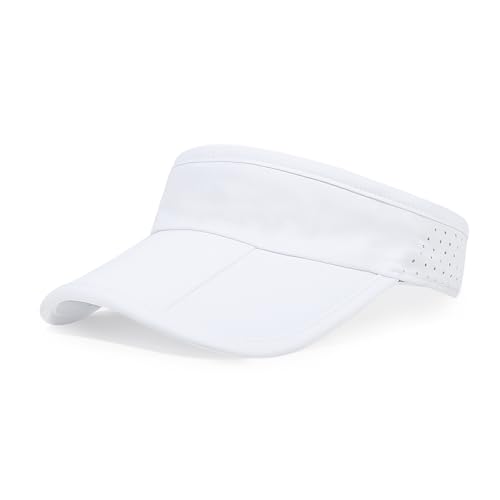 Sun Visors for Women Men Adjustable Folding Cap Running Golf Tennis - color: White