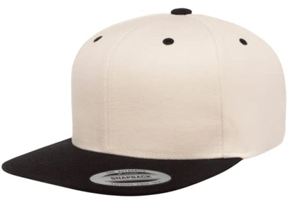 YP Classics 6089 Wool-Blended 6 Panel High Profile Flatbill Snapback Cap - color: Natural/Black