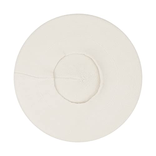 Gllutt Beret Hat French Style Stretchy Knitting Solid Color Both Side Usable - color: White