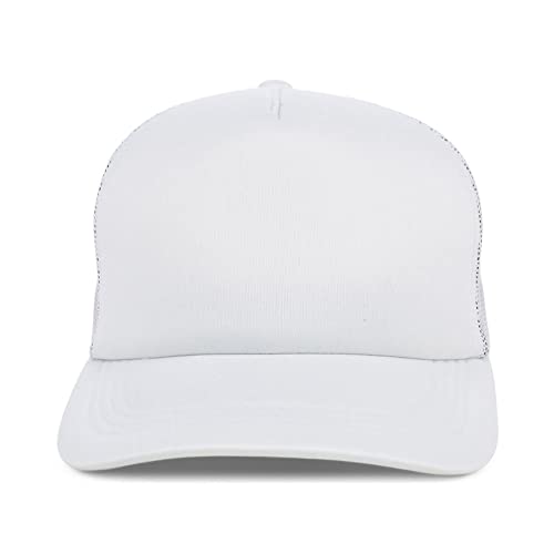 Lids Blank Basic Foam Trucker Adjustable Snapback Hat - color: White/White