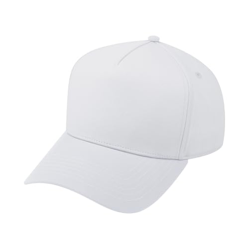 TOPTIE 5 Panel Trucker Hat Snapback Adjustable Cotton Sun Cap for Men - color: White