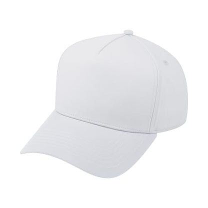 TOPTIE 5 Panel Trucker Hat Snapback Adjustable Cotton Sun Cap for Men - color: White