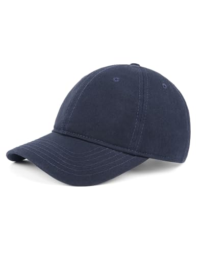 Zylioo Small Baseball Cap for Men Women, Adjustable Unstructured Dad Hat - color: Navy Blue-fits 21.7"-22.4"/55cm-57cm