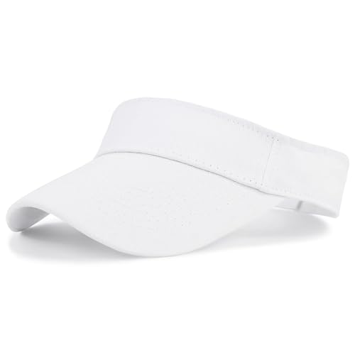 Quick-Dry Sun Visors for Women-Anti-Wrinkle Adjustable Sports Visor Hat Golf Tennie Running Beach Hat Solid White