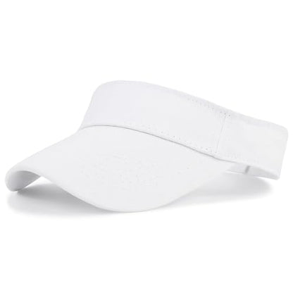 Quick-Dry Sun Visors for Women-Anti-Wrinkle Adjustable Sports Visor Hat Golf Tennie Running Beach Hat Solid White