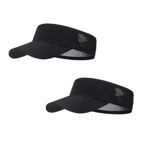 HH HOFNEN Sports Sun Visor Unisex Cooling Cap Lightweight Stretchy Packable - color: #2 Black+black