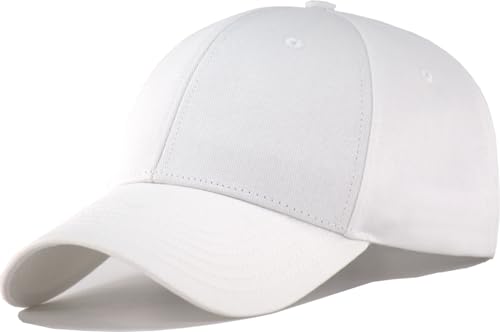 XL XXL 3XL Oversize Baseball Hat for Big Head Men – Adjustable Cotton Golf Ball Cap Fits Larger Sizes 7 3/8-8 1/8 - color: White