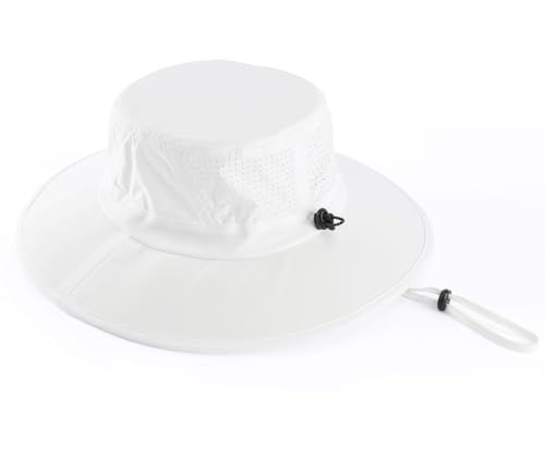Home Prefer UPF 50+ Sun Hats for Men Women Foldable Wide Brim Fishing Hat Quick Dry Summer Outdoor Garden Safari Bucket Hat - color: White