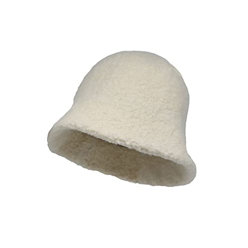WITHMOONS Wool Winter Floppy Short Brim Womens Bucket Hat Cloche Hat YZB0132 - color: Ivory