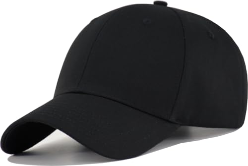 XL XXL 3XL Oversize Baseball Hat for Big Head Men – Adjustable Cotton Golf Ball Cap Fits Larger Sizes 7 3/8-8 1/8 - color: Black