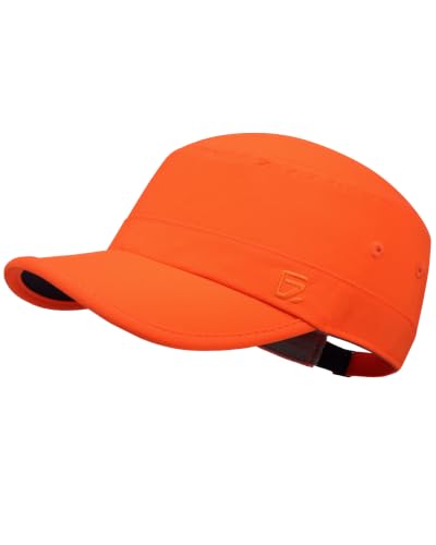 GADIEMKENSD Stretch Army Cap Cadet Military Hats Flat Top Baseball Cap Short Bill Breathable - color: Fluorescent Orange