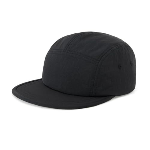 5 Panel Running Hat Waterproof Nylon Sun Hat Quick Dry Plain Baseball Cap for Men Women - color: Black