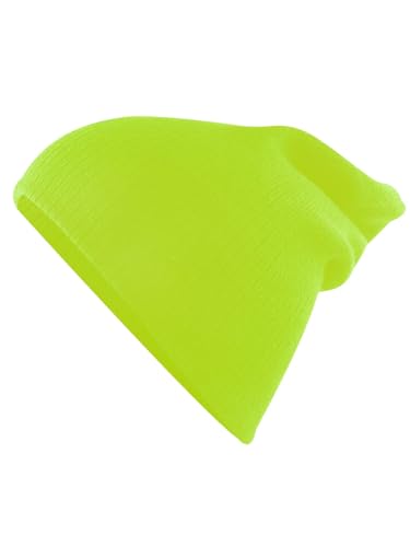 Century Star Kids Slouchy Beanie Halloween Costume Hat Winter Knit Cuff Toddler Boys Girls - color: Neon Yellow