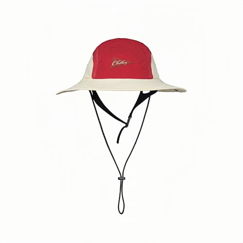 Color-Blocked Fisherman Style Sun Hat for Outdoor Camping, Surfing & Vacations - Wide Brim, UV Protective, Anti-Slip - color: B_red & Beige