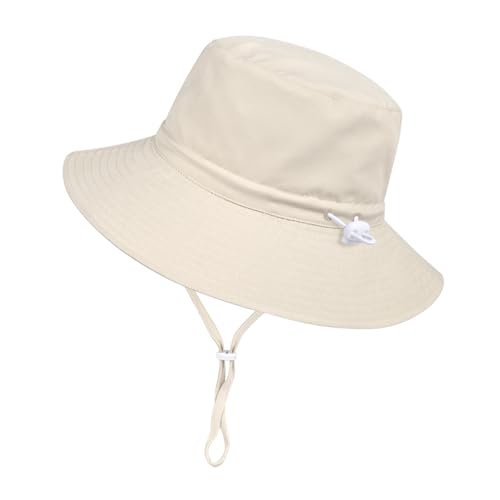 Women Wide Brimmed Sun Hat,Summer Foldable Beach Bucket Hat with UV Protection for Women Young Girls - color: Beige