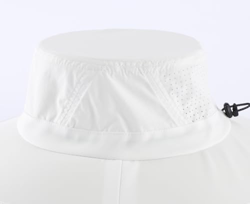 Home Prefer UPF 50+ Sun Hats for Men Women Foldable Wide Brim Fishing Hat Quick Dry Summer Outdoor Garden Safari Bucket Hat - color: White