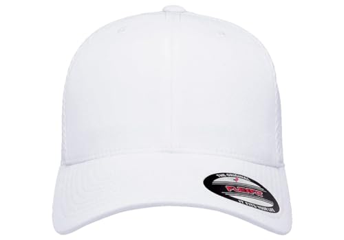 Flexfit 6533 Ultrafibre & Airmesh Lightweight Stretch-Fitted Cap - color: White, size: Large-X-Large