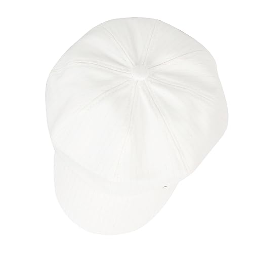 Women Cotton Blend Newsboy Cap Cabbie Paperboy Painter Visor Hat - color: White