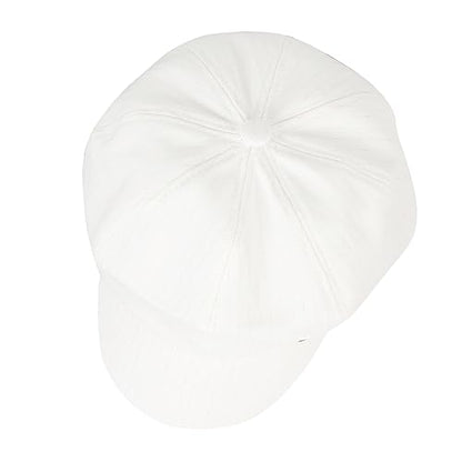 Women Cotton Blend Newsboy Cap Cabbie Paperboy Painter Visor Hat - color: White