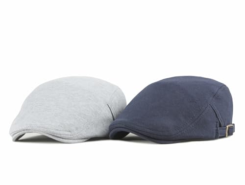 Quanhaigou Men's Cotton Flat Ivy Gatsby Newsboy Driving Hat Adjustable Irish Cabbie Ivy Driving Hunting Cap - color: Cotton Light Grey