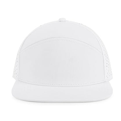 Quick Dry Baseball Cap Flat Brim Snapback Golf Hat for Men Women - color: White