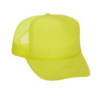 OTTO Neon Polyester Foam Front 5 Panel High Crown Mesh Back Trucker Hat - color: N. Yellow
