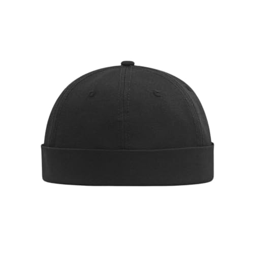 Docker Cap XXL Brimless Hat Oversize Retro No Brim Hats Plus Size Snapback Beanie - color: Black