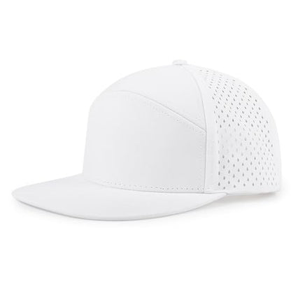 Quick Dry Baseball Cap Flat Brim Snapback Golf Hat for Men Women - color: White
