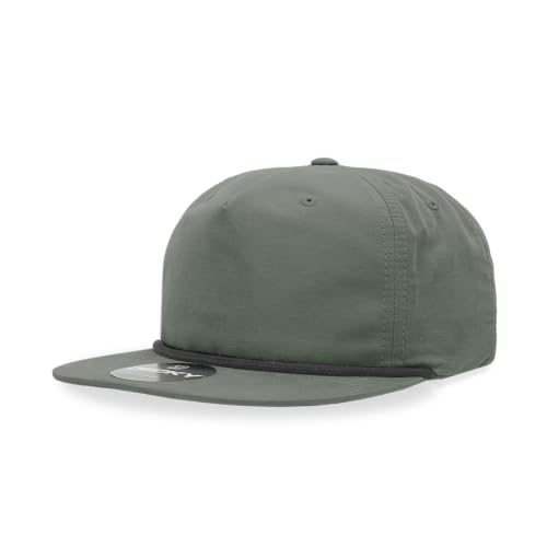 5 Panel High Profile Relaxed Cotton Blend Rope Hat - color: Loden