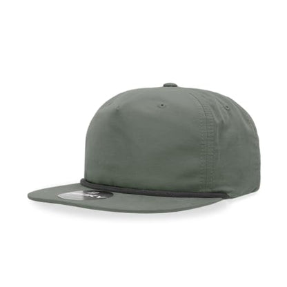 5 Panel High Profile Relaxed Cotton Blend Rope Hat - color: Loden