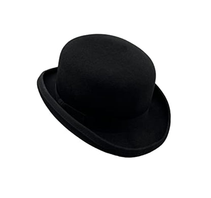 Black Bowler Hat for Men 100% Wool Derby Hat Mens Dress Hat Fedora Hats for Men Top Hat for Costumes - size: Large