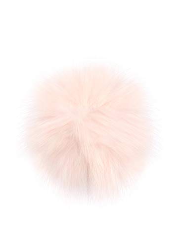 Women's Slouchy Winter Beanie Hat with Removable Faux Fur Pom - color: Light Grey/Light Pink Pom