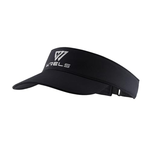 WRELS Visor Sun Hat for Kids Women Men,Adjustable Packable Sports Cap with Sweatband(46-60cm) - color: Pure Black, size: Large