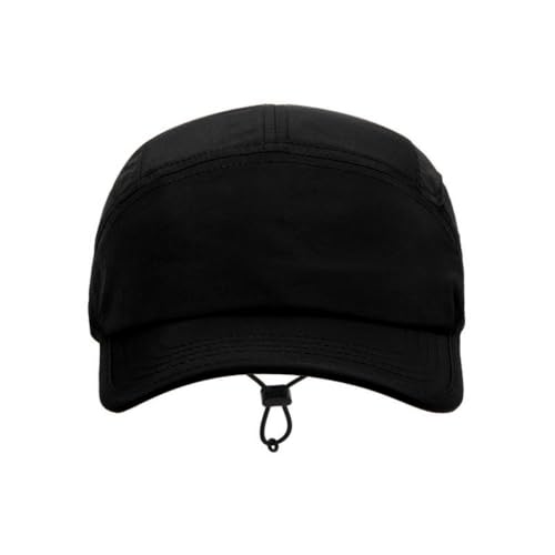 5 Panel Hat, Quick Dry Baseball Cap, Drawstring Elastic Sport Cap for Running, Fishing - color: Black