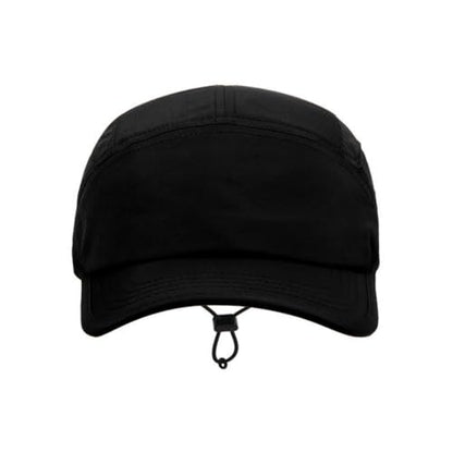 5 Panel Hat, Quick Dry Baseball Cap, Drawstring Elastic Sport Cap for Running, Fishing - color: Black