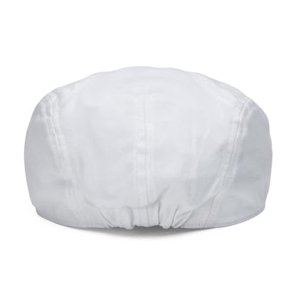 BOTVELA Men Cotton Twill Newsboy Flat Hat Fitted Cap - color: White, size: 7 1/8