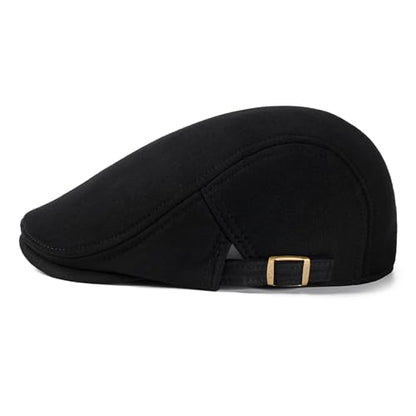VOBOOM Men Newsboy Cap Cotton Flat Ivy Gatsby Driving Hat - color: Black