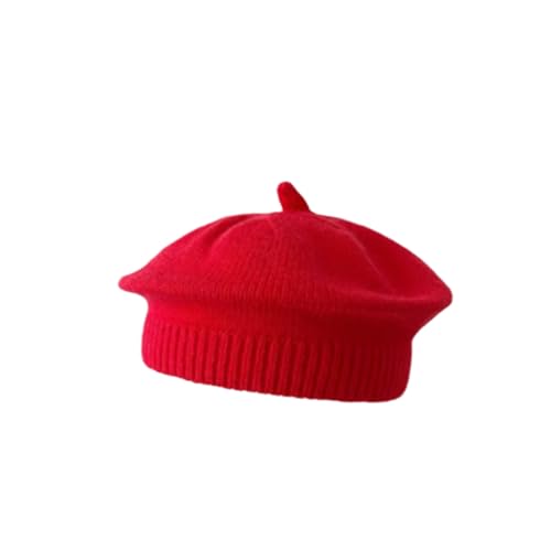 Infant Baby Boys Girls Beret Hat Fall Winter Knitted Beanie Hat Toddler Kids Beret Skull Hat French Artist Knit Hat - color: A-red