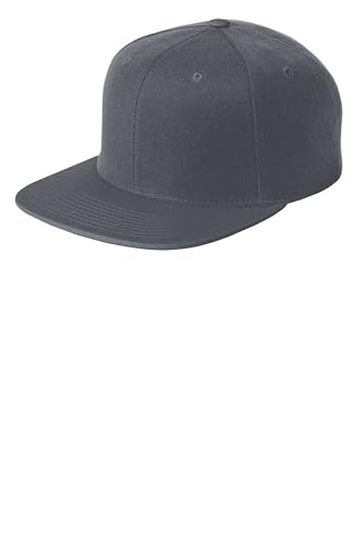 SPORT-TEK Unisex Classics Flat Bill Snapback Cap | Snapback Hat for Men & Women, High Profile Design with 7 Position Closure - color: Graphite