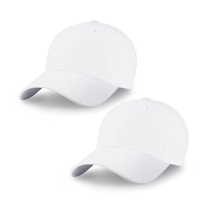 2-Pack Classic Structured Baseball Cap Adjustable Snapback Ball Caps - color: White