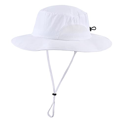 Home Prefer UPF50+ Mens Sun Hat Wide Brim Fishing Hat for Men UV Protection Womens Beach Bucket Hat for Golf Hiking Gardening - color: White