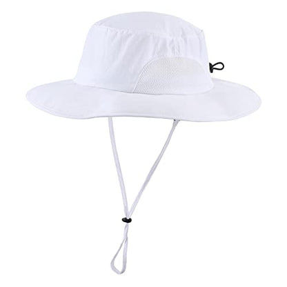 Home Prefer UPF50+ Mens Sun Hat Wide Brim Fishing Hat for Men UV Protection Womens Beach Bucket Hat for Golf Hiking Gardening - color: White