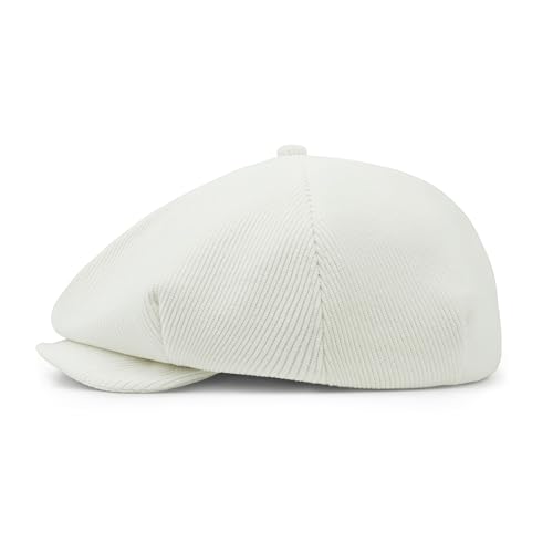 CLAPE Men's 8 Panel Newsboy Hat Applejack Cap with Snap Brim Herringbone Cabbie Cap Soft Gatsby Ivy Driving Hat Scally Hats - color: Bl45-white