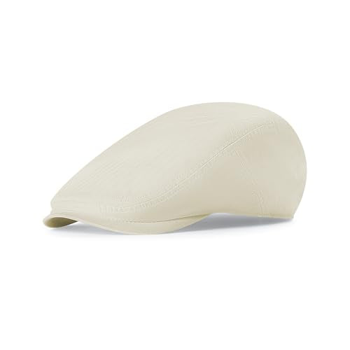 Men's Newsboy Flat Cap 100% Cotton Gatsby Ivy Golf Cabbie Hunting Summer Hat - color: Beige, size: Large