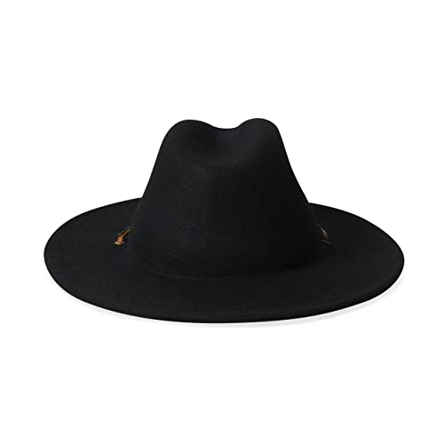Brixton Men's Field Wide Brim Felt Fedora Hat, black, Medium
