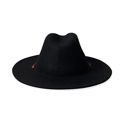 Brixton Men's Field Wide Brim Felt Fedora Hat, black, Medium