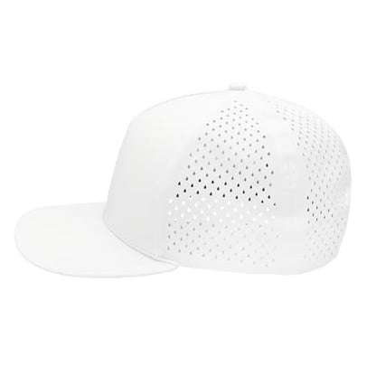Gilbert Performance 5‑Panel Snapback Hat – Adjustable Flat Bill Cap, Breathable Mesh, Water‑Repellent Fabric, Unisex - color: White