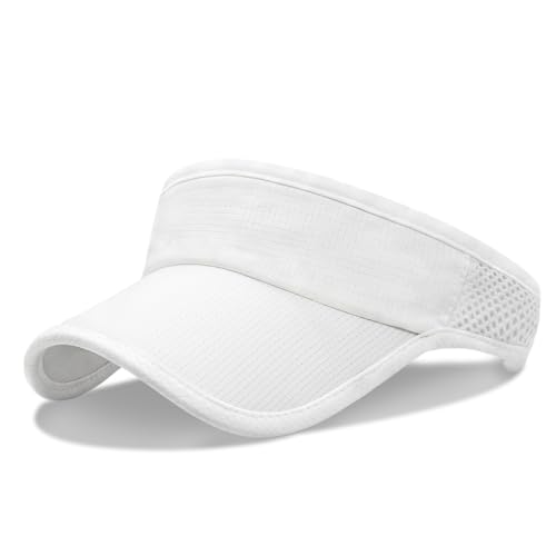 YAMEIZE Sun Visors for Women Men Wide Brim Running Golf Tennis Ponytail Sun Visor for Sport Summer - color: White